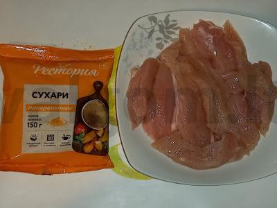 Vištienos stripsai ant keptuvės Žingsnis 1