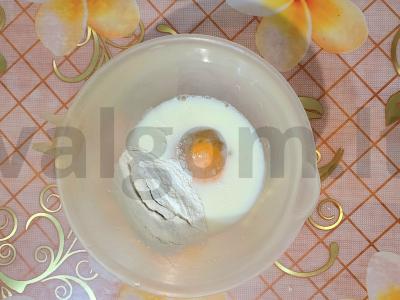 Švelnus ryžių blynelis su varške ir abrikosų džemu Žingsnis 1