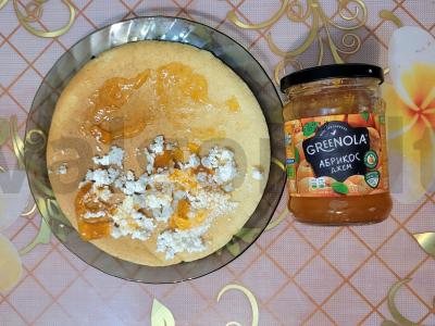 Švelnus ryžių blynelis su varške ir abrikosų džemu Žingsnis 3