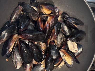 Midijos grietinėlės ir česnako padaže su parmezano sūriu Žingsnis 3