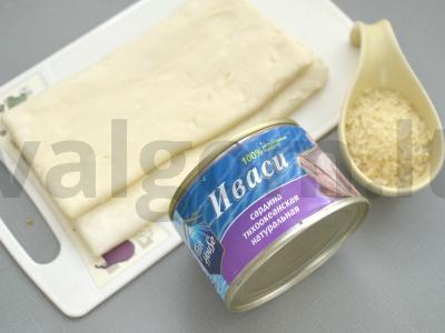 Sluoksniuotas žuvies pyragas Žingsnis 1