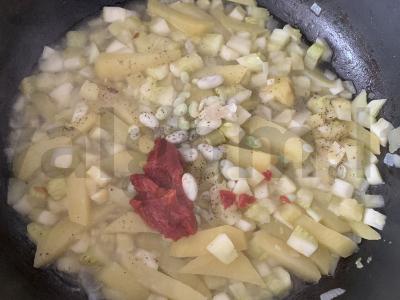 Cukinijos su jauna pupelių ir bulvėmis Žingsnis 6