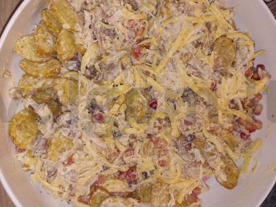 Salotas su vištienos krūtinėle, sūriu ir granatu Žingsnis 5