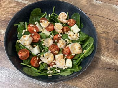 Šiltas salotas su krevetėmis ir kriaušėmis Žingsnis 10