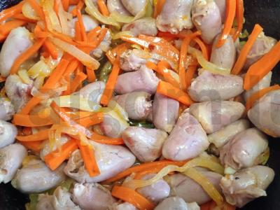 Plovas su vištienos širdelėmis ir basmati ryžiais Žingsnis 5