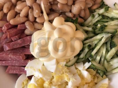 Salotas „Sotūs“ su dešra ir kiaušiniais Žingsnis 4