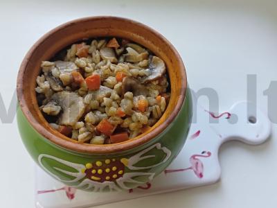 Perlo košė su grybais puode Žingsnis 7