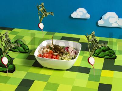 Okroška su krabais ant ajrano pagrindine nuotrauka