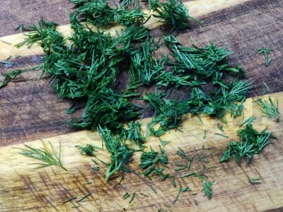 Olivje su šviežiu agurku ir krapais Žingsnis 4