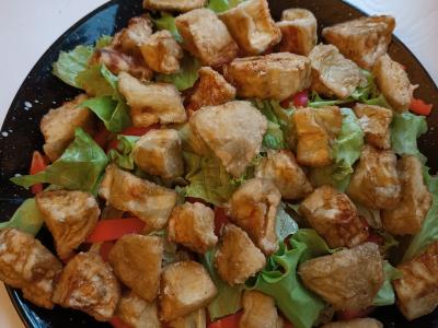 Šiltas salotas su traškiais baklažanais ir fetos sūriu Žingsnis 7