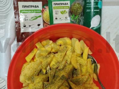 Bulvės oro grilyje su jautienos dešrelėmis ir maasdam sūriu Žingsnis 3