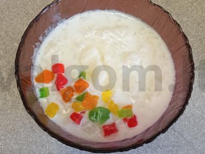 Ryžių košė su kokosų aliejumi, cukatais, razinomis ir riešutais Žingsnis 5