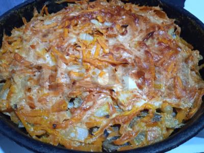 Pūgžlys, keptas su pievagrybiais ir daržovėmis Žingsnis 6