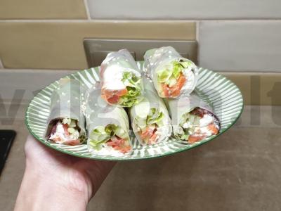 Daržovių ir raudonos žuvies spring roll'ai pagrindine nuotrauka