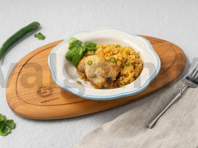 Rudieji ryžiai su vištiena orkaitėje pagrindine nuotrauka