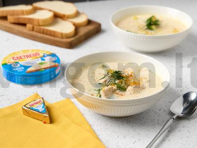 Grietinėlės sriuba su vištiena ir daržovėmis pagrindine nuotrauka