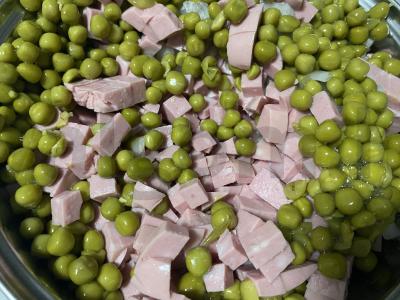 Salotas „Olivje su žaliu obuoliu“ Žingsnis 5