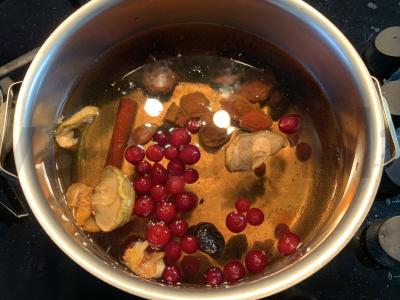 Džiovintų vaisių, cinamono, spanguolių ir rudųjų cukraus gėrimas Žingsnis 2