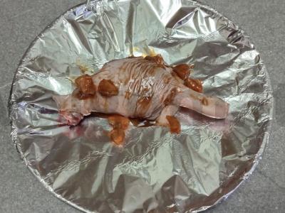 Anties šlaunelė marinatu su cinamonu, kepta su cukinija ir baklažanu Žingsnis 3