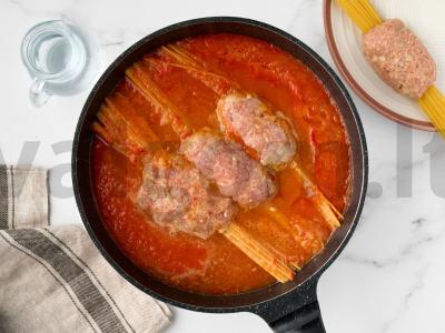 Spagečiai su faršu „Senelio ūsai“ Žingsnis 3