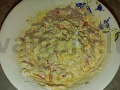 Sotūs blynai su sūriu, vištiena ir pomidoru Žingsnis 3