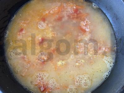 Ryžiai su sūriu ir daržovėmis keptuvėje Žingsnis 5