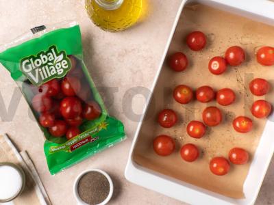 Greitas pyragas su vyšniniais pomidorais ir rikota Žingsnis 4