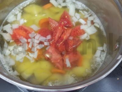 Pomidorų sriuba su dešrainių sūriu Žingsnis 3