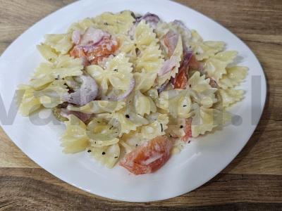 Makaronai su virta-rūkyta krūtinėle ir daržovėmis grietinėlės padaže Žingsnis 8