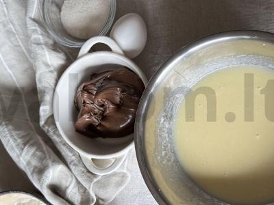 Blynai su šokoladiniu riešutų kremu Žingsnis 1