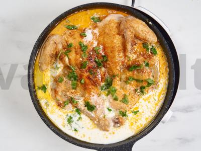 Čkmerulis su grietinėlės padažu keptuvėje Žingsnis 9