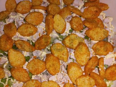 Sluoksniuotas „Cezaris“ su rūkytomis vištienos krūtinėlėmis Žingsnis 2