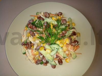 Skanus salotas su konservuotomis pupelėmis savo sultyse pagrindine nuotrauka