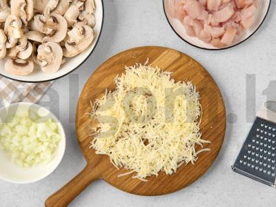 Blynai su vištiena, grybais ir sūriu Žingsnis 2