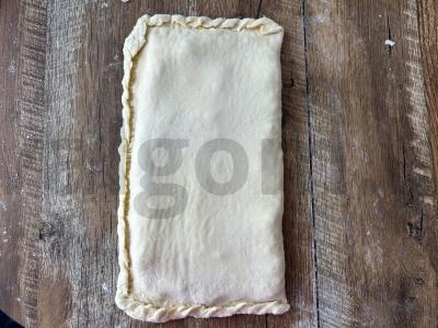 Sluoksniuoto tešlos pyragas su lašiša ir ryžiais Žingsnis 7