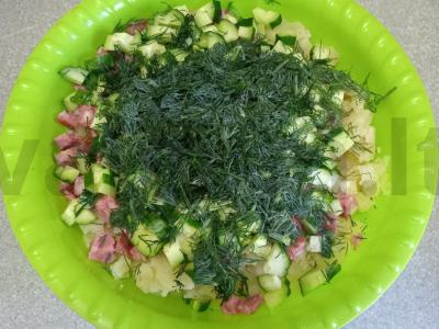 Okroška su rūkytomis dešromis ant duonos kvaso Žingsnis 5