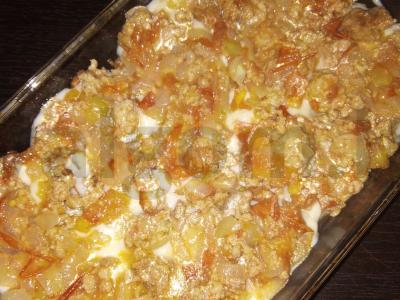 Mėsos lazanja, pagaminta iš makaronų, skirta bešbarmačiui Žingsnis 5