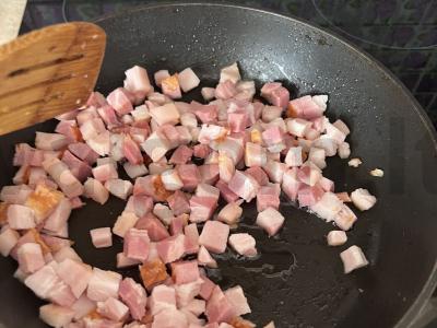 Makaronai su cukinijomis ir bekonu Žingsnis 4