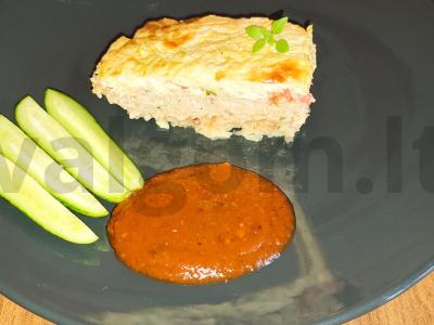 Sultinga apkepas su daržovėmis, sūriu ir faršu pagrindine nuotrauka