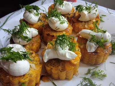 Kukurūza su česnaku, varškės sūriu ir alyvuogėmis Žingsnis 3