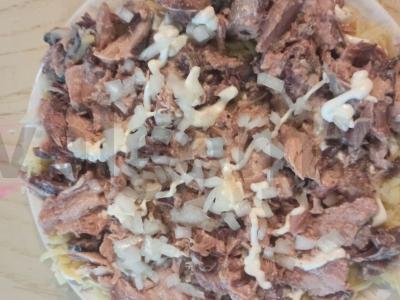 Geltona „Mimoza“ iš konservų Žingsnis 2