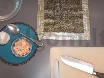 Krabų „Unagi roll“ Žingsnis 1