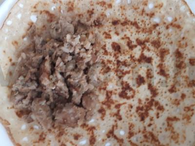 Blynai su mėsos ir kiaušinių įdaru Žingsnis 8