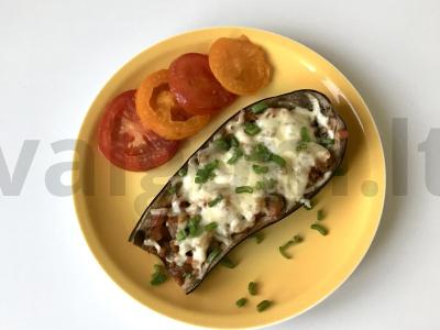 Kepti baklažanų laivai pagrindine nuotrauka