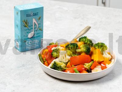 Brokoliai, pupelės ir moliūgas garuose Žingsnis 2