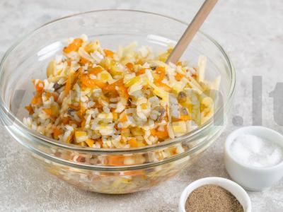 Kalmarai, įdaryti grybais, ryžiais ir sūriu orkaitėje Žingsnis 2