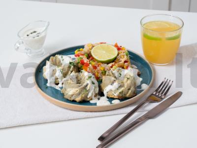 Neįprastos kalakutienos kotletai su žuvies faršu pagrindine nuotrauka