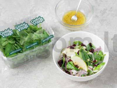 Salotos su špinatais, sūriu ir obuoliais Žingsnis 3