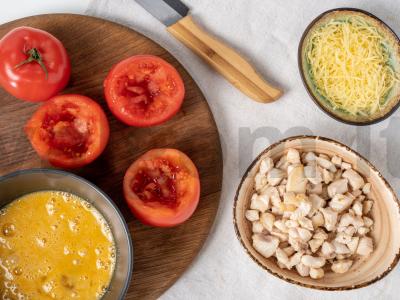 Įdarytos kalakutienos filė pomidorai „bulių širdis“ Žingsnis 1