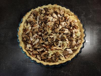 Atviras pyragas kišas su vištiena ir grybais Žingsnis 20